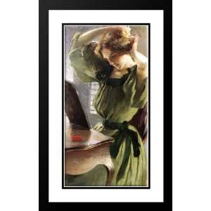   White 16x24 Framed and Double Matted Young Woman Arranging Her Hair