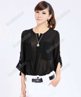 Hotsale Fashion New Simple Basic Sheer Chiffon T Shirt Blouse With 