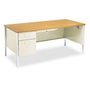  HON® 34000 Series Single Pedestal Metal Desk DESK,66X30 