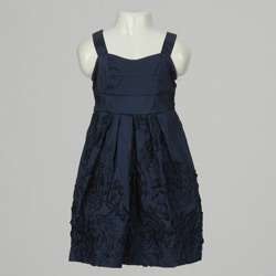 Ruby Rox Girls Navy Blue Rosette Dress  