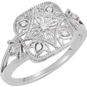  68938 Silver Size 05.00 .05 Ct Tw Diamond Ring Jewelry