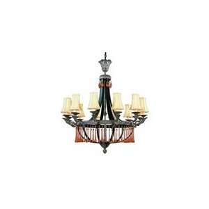 World Imports   1109 03  12 Lt. Chandelier with Silk Shades   Washed 