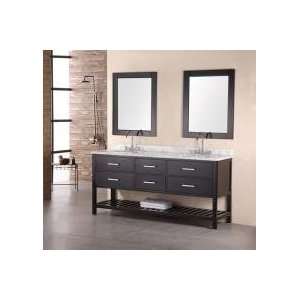   Inch Modern White Marble Double Sink Bathroom Vanity Set in Espresso
