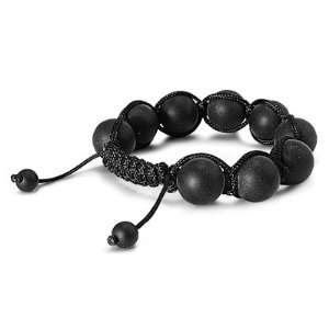  Matte Onyx & Black String 9 Bead Shamballa Bracelet 12mm Jewelry