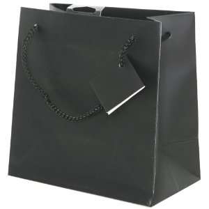 Black Small Square Style (6 1/2 x 6 1/2 x 3 1/2) Matte Gift Bag   100 