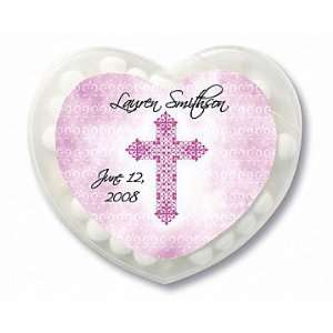 Wedding Favors Pink Cross on Canvas Background Design Personalized 