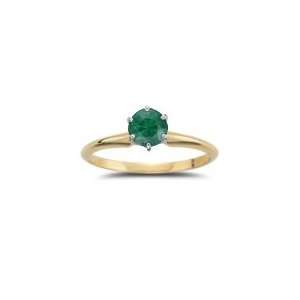  0.40 Ct Emerald Solitaire Ring in 14K White & Yellow Gold 