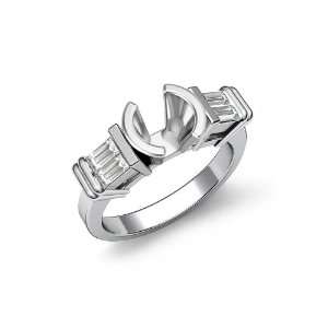 0.40 Ct Baguette Diamond 3 Stone Engagement Ring Setting 