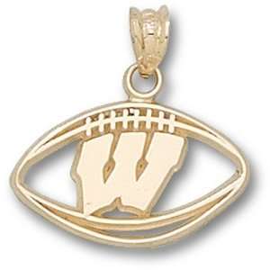  University of Wisconsin W Pierced Football Pendant (Gold 