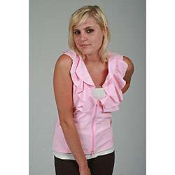 Yogacara Womens Pink Sporty Ruffled Vest  