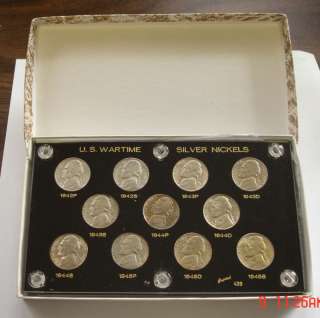 11 PDS Complete WARTIME JEFFERSON SILVER NICKELS Unc  