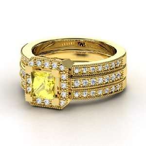 Va Voom Ring, Princess Yellow Sapphire 14K Yellow Gold Ring with 
