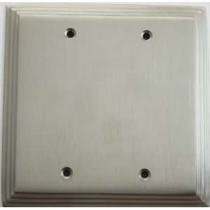    Satin Nickel Deco Style Two Gang Blank Wall Plate