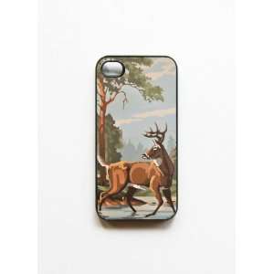   iPhone 4/4S Case Vintage Paint By Number Deer   Black 