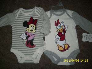 SET OF 2 BABY GIRL DISNEY ONESIE OUTFIT NEW  