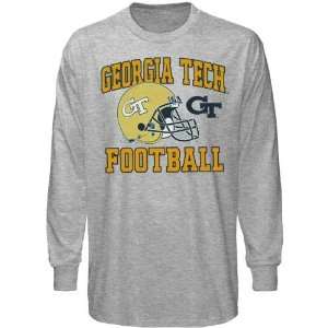 Georgia Tech Yellow Jackets Youth Ash Football Booster Long Sleeve T 