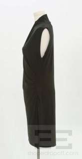 Norma Kamali Black Drape V Neck & Gathered Sleeveless Dress Size Large 