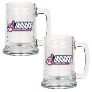  Cleveland Indians 2pc 15oz Glass Tankard Set Kitchen 