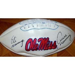 Ole Miss Rebels Archi Manning & Eli Manning Autographed / Signed Logo 