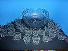 Vintage 1900s 25 Piece Glass PUNCH Bowl Party set Bowl & 24 cups Star 