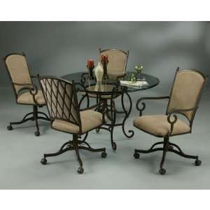   Piece Glass Top Dining Set with Chair with Casters