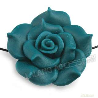   Cyan Rose Flower 40mm Fimo Polymer Clay Beads Jewelry Findings 110600