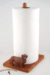 Dachshund Dog Figurine Paper Towel Holder Red  