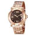 Chopard Womens Happy Sport Round Brown Dial Rose Gold Watch 