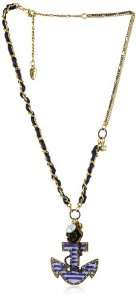    Betsey Johnson In the Navy Anchor Pendant Necklace Jewelry