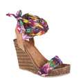 Refresh by Beston Womens Shania 01 Purple Platform Wedge Sandals 