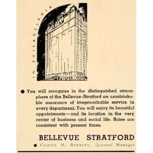  1932 Ad Philadelphia Bellevue Stratford Hotel Pennsylvania 