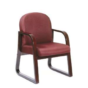  Boss Mahogany Frame Side Chair in Burgundy Fabric Office 