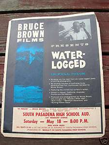 Bruce Brown vintage surf movie poster Water Logged 1960  