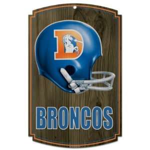  Denver Broncos Wood Sign   Throwback Helmet Sports 