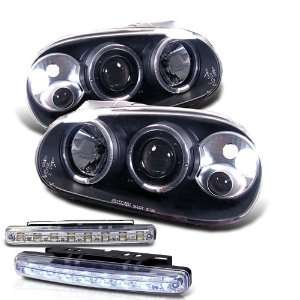  Eautolight 99 05 Golf Twin Halo Projector Head Lights+led 