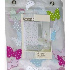  Colorful Polka Dot Butterfly Vinyl Shower Curtain