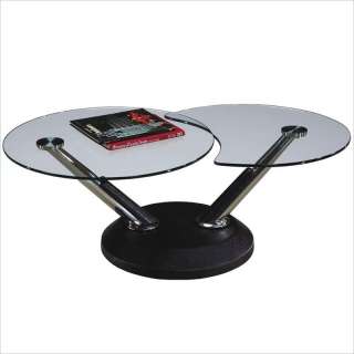 ADORABLE MODERN SWIVEL ROUND GLASS COFFEE TABLE NEW  