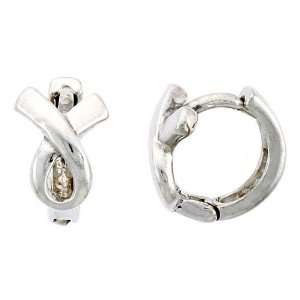  Sterling Silver Ribbon Lace Knot Huggie Earrings, 3/8 