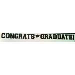   GRADUATE Black Glitter Banner With Ribbon 9 ft. (letters 6 x 4 inch
