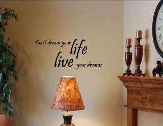 LIVE YOUR DREAMS Vinyl wall quotes lettering saying art  