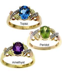 Black Hills Gold Blue Topaz and Diamond Ring  