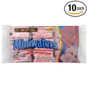 La Moderna Wafer Cookies Strawberry Mini, 10.08 Ounce (Pack of 10 