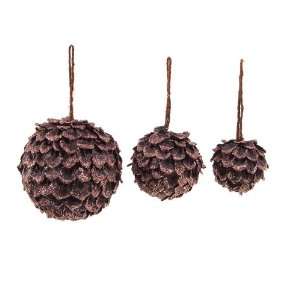   Country Glittery Brown Pinecone Ball Christmas Ornaments Everything