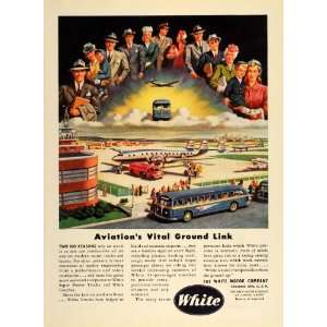  1946 Ad White Truck Bus Coach Airport Plane Passengers 