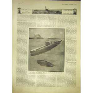   Submarine Holland Churchill Fleet Navy Old Print 1911