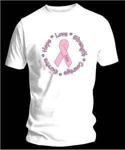 Hope, Love, Strength Breast Cancer Awareness T Shirt  