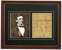 Abraham Lincoln Early School Paper Civil War Autograph  