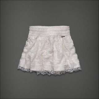 NWT Abercrombie & Fitch KIRAN cream scalloped hem lace skirt L  