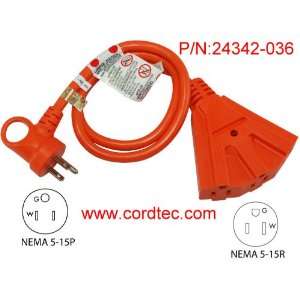 Cordtec 3FT 15A 14 Awg Tri outlets Extension Cord P/N 