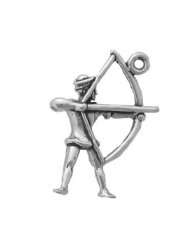 Sterling Silver Charm Pendant Archery Robin Hood Bow and Arrow